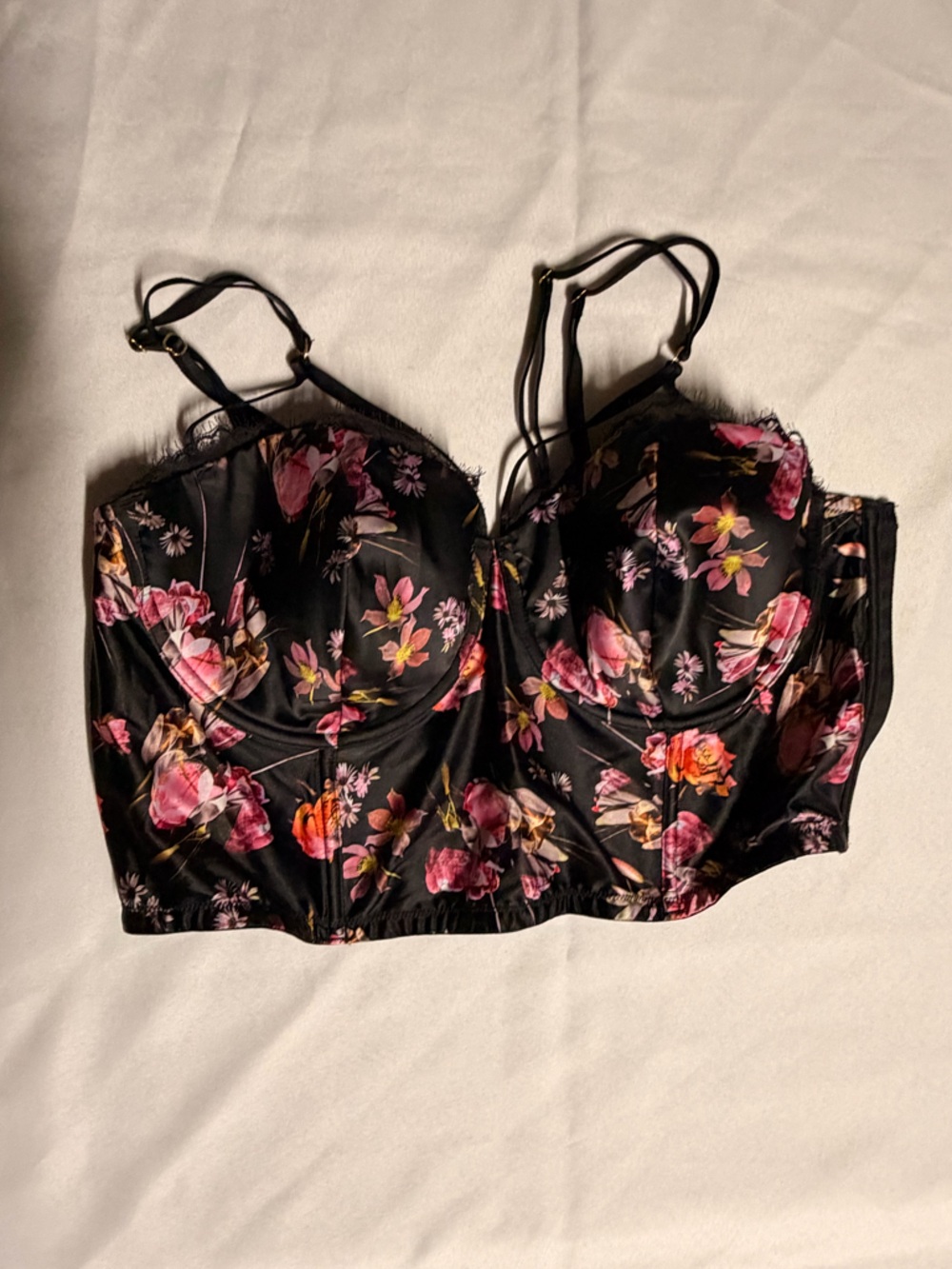 Victoria's Secret Black Floral Longline Bustier